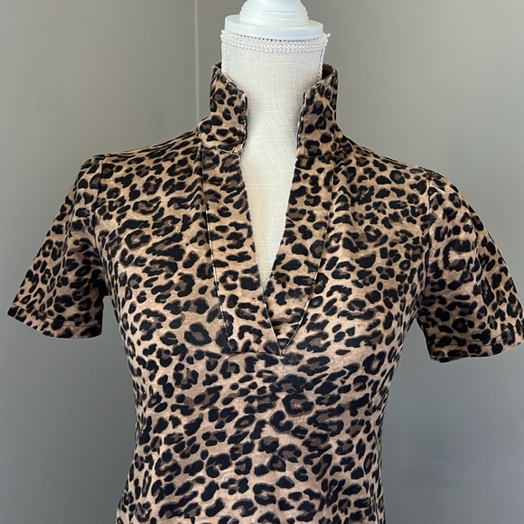 Boston Proper XXS Leopard 🐆 Print Cotton Summer Dress with V-Neckline - Picture 2 of 6